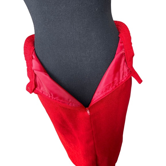 Vintage 80s Sasson Paris New York Red Skirt Power Suit Set Blazer Pencil Skirt 4 - Picture 13 of 13